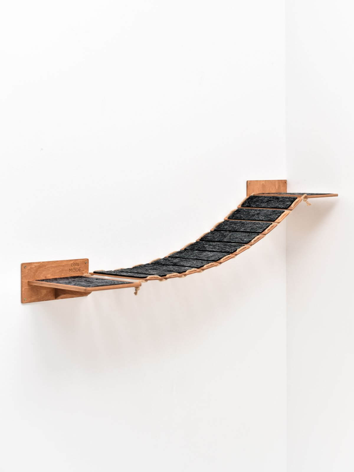 cat wall rope bridge covered with black felt for additional coziness
