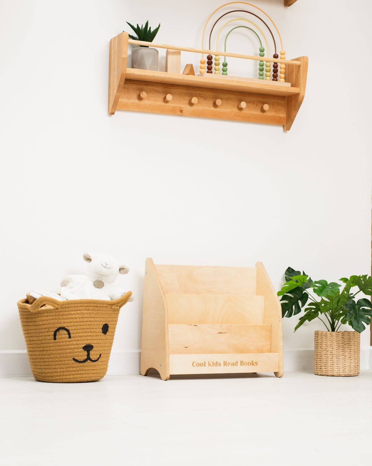 woody bookshelf