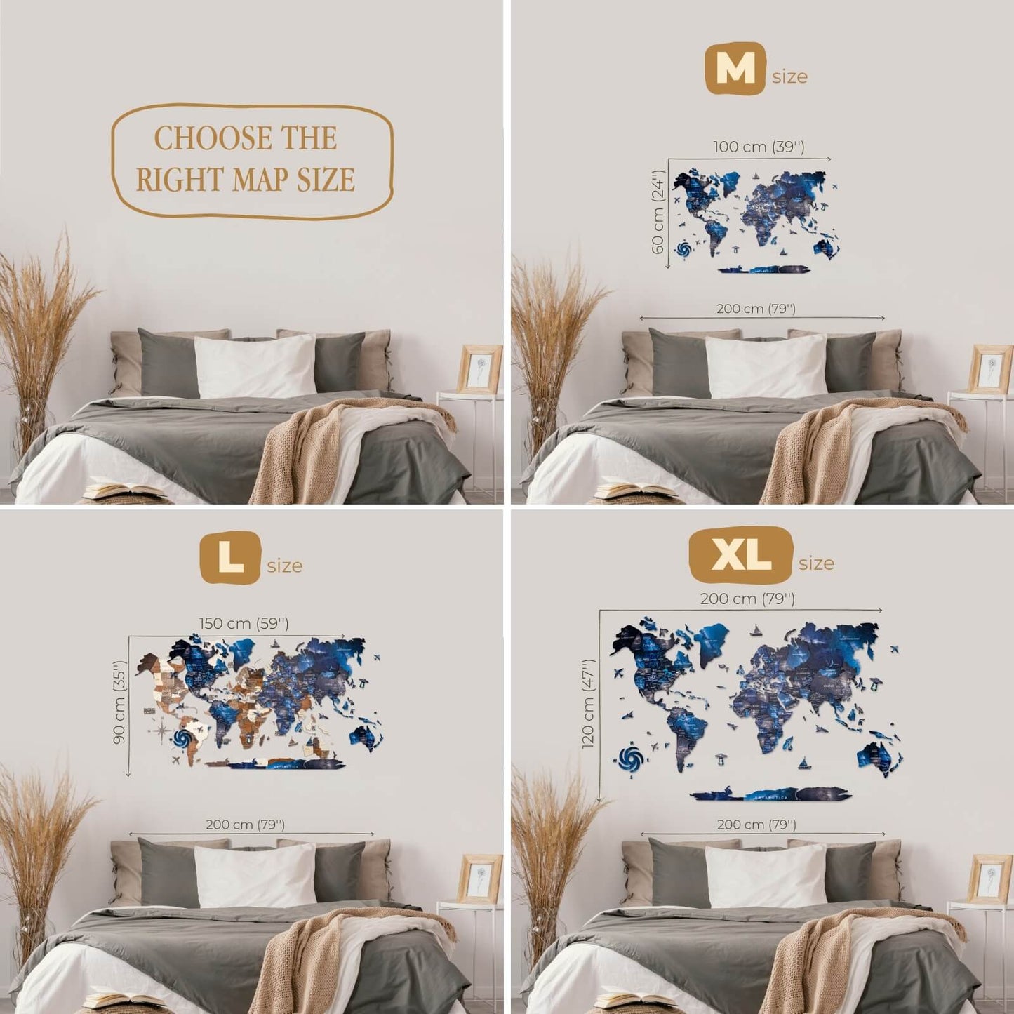 3D Wooden World Map Space