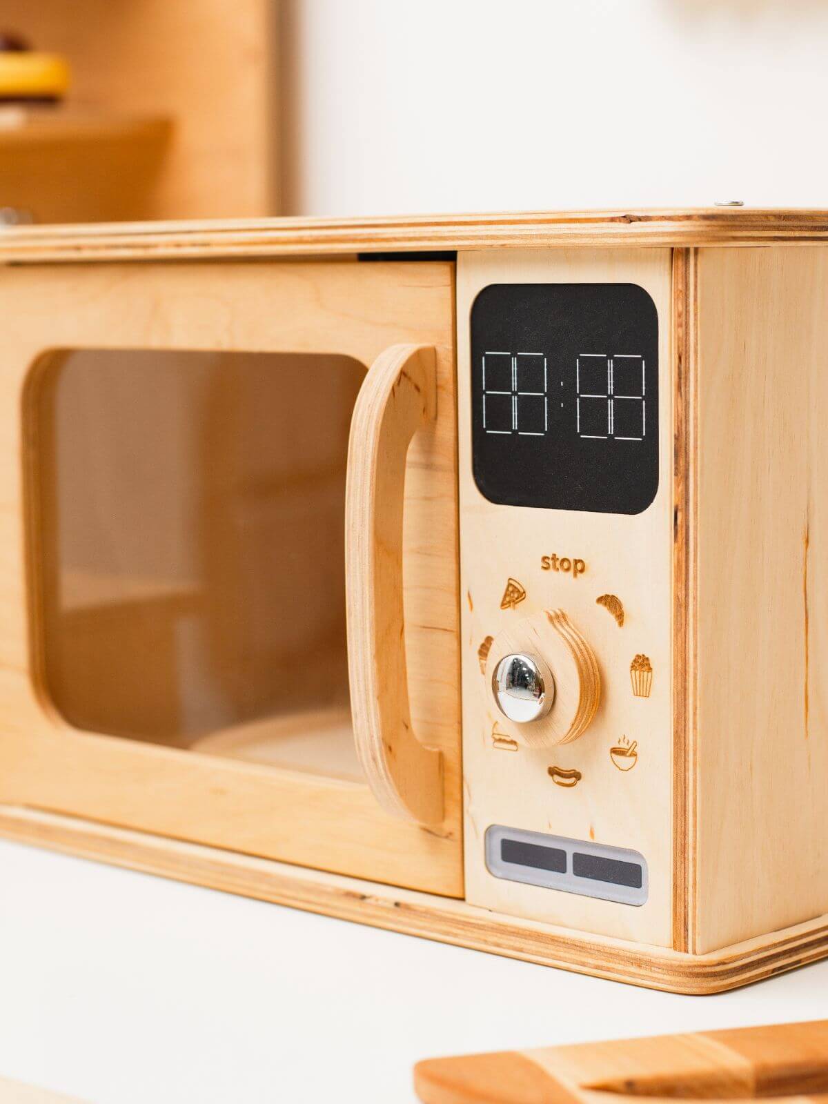 microwave on wood