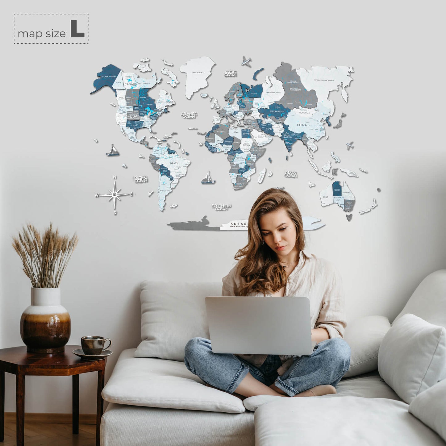 colored world map 3D wall art