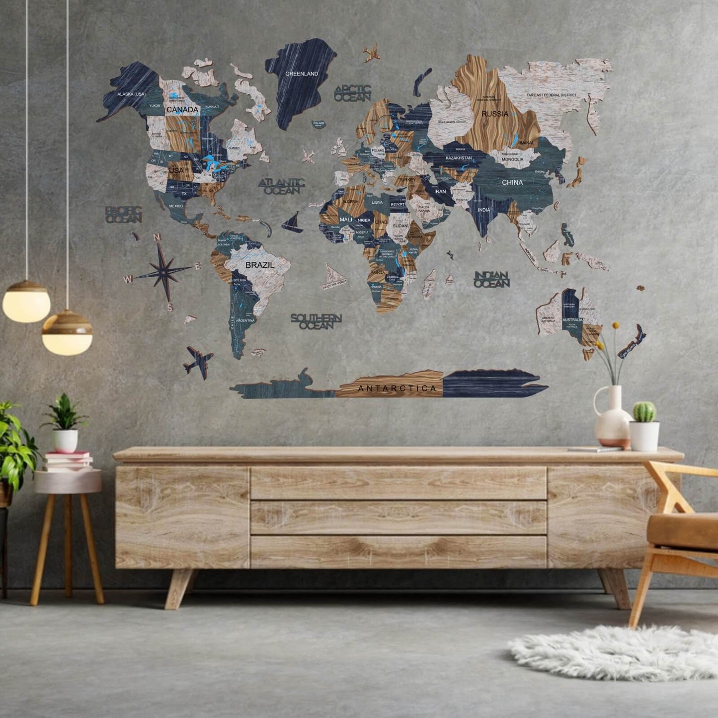 3D Wooden World Map Mystery