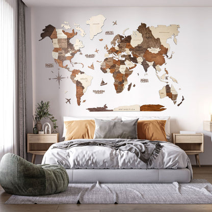 3D Wooden World Map Multicolor (for the USA only)