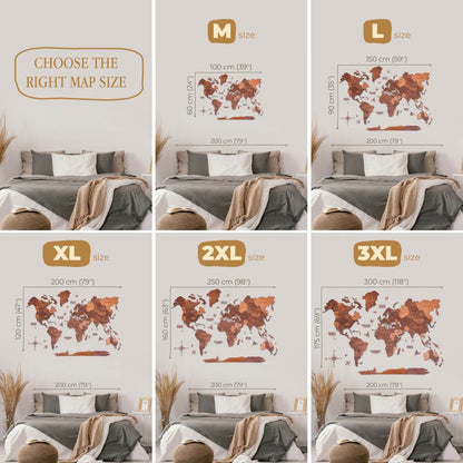 3D Wooden World Map Oak (for the USA only)