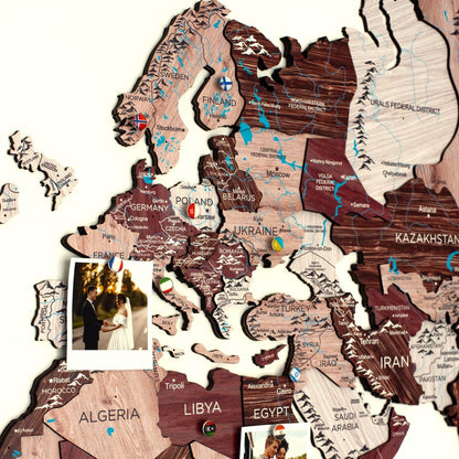 3D Wooden World Map Cappuccino (for the USA only)