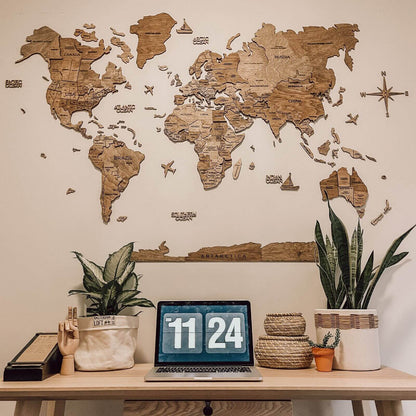 3D Wooden World Map Terra (for the USA only)