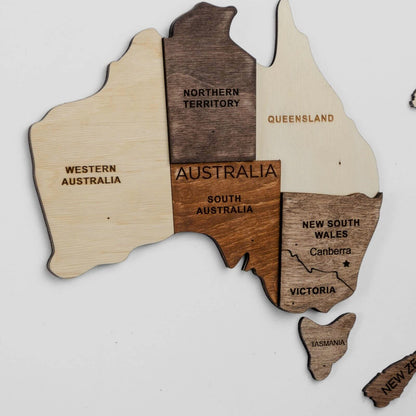 3D Wooden World Map Multicolor