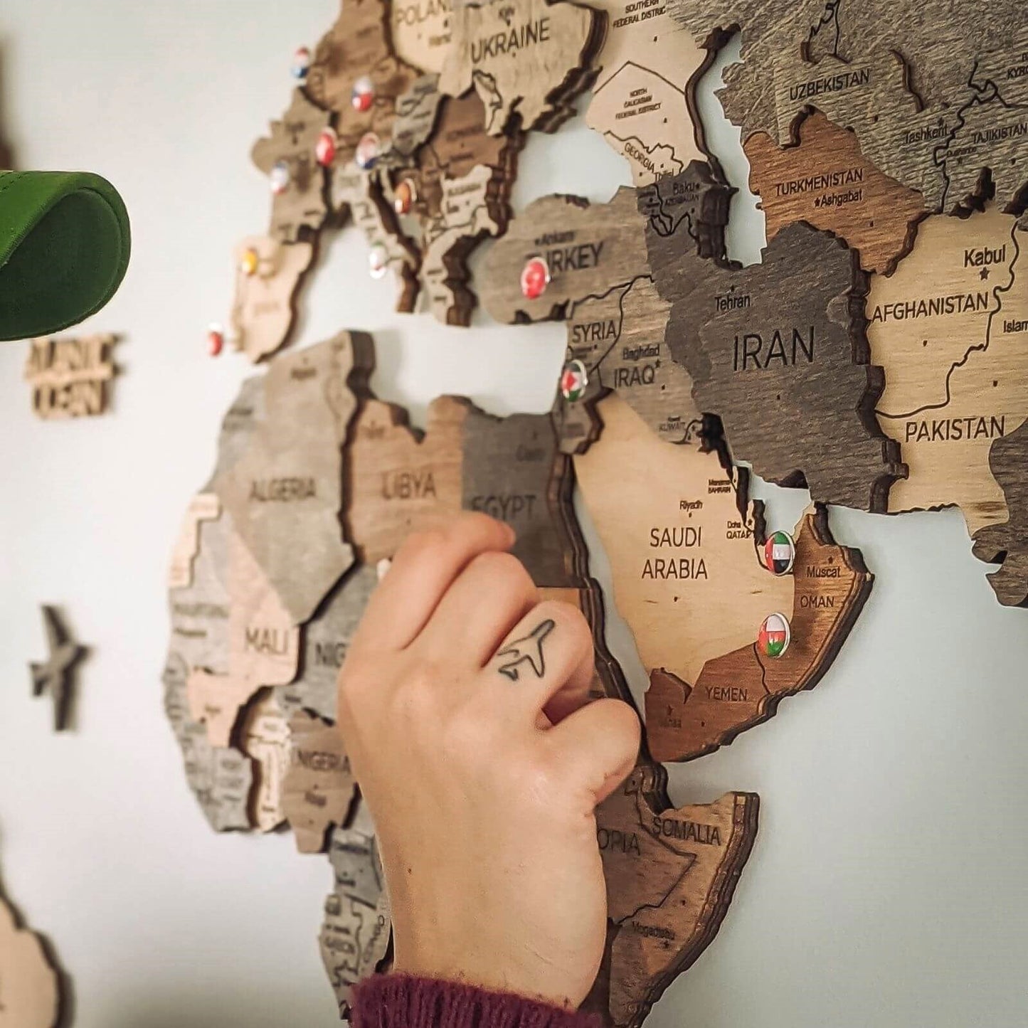 3D Wooden World Map Multicolor (for the USA only)