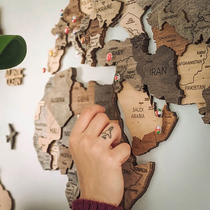 3D Wooden World Map Multicolor (for the USA only)