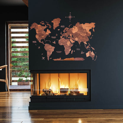 3D Wooden World Map Oak (for the USA only)