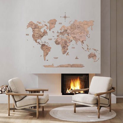 3D Wooden World Map Terra (for the USA only)