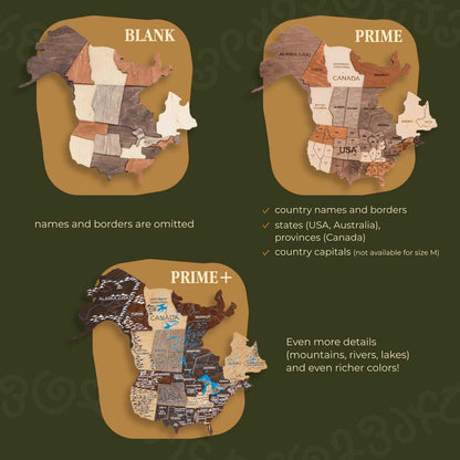 3D Wooden World Map Multicolor (for the USA only)