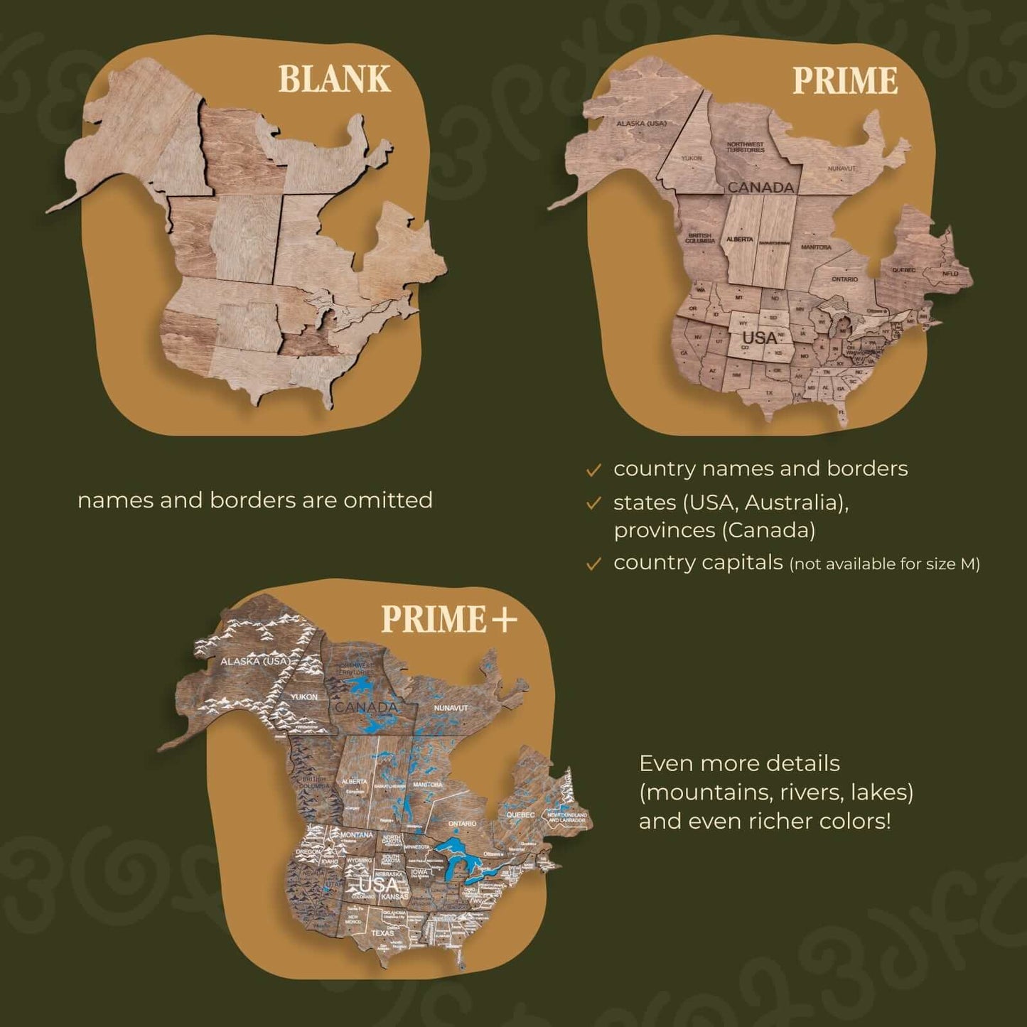 3D Wooden World Map Terra (for the USA only)