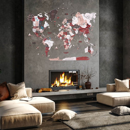 3D Wooden World Map Urban