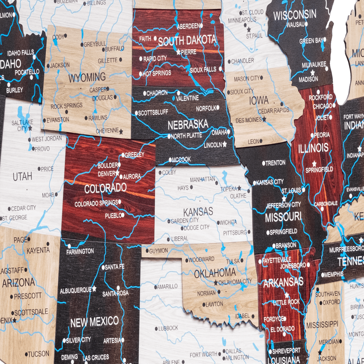 3D Wooden USA Map Urban