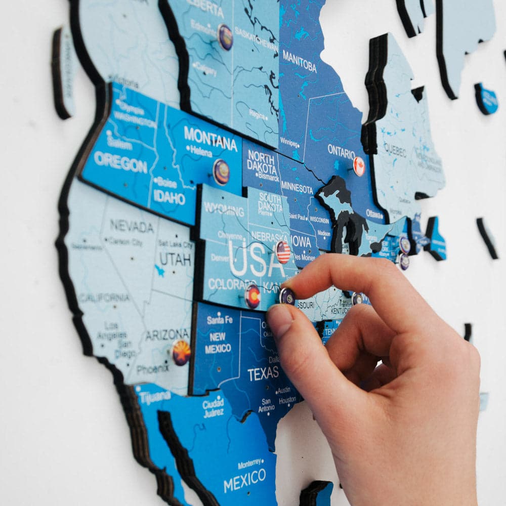 3D colored world map wall decor